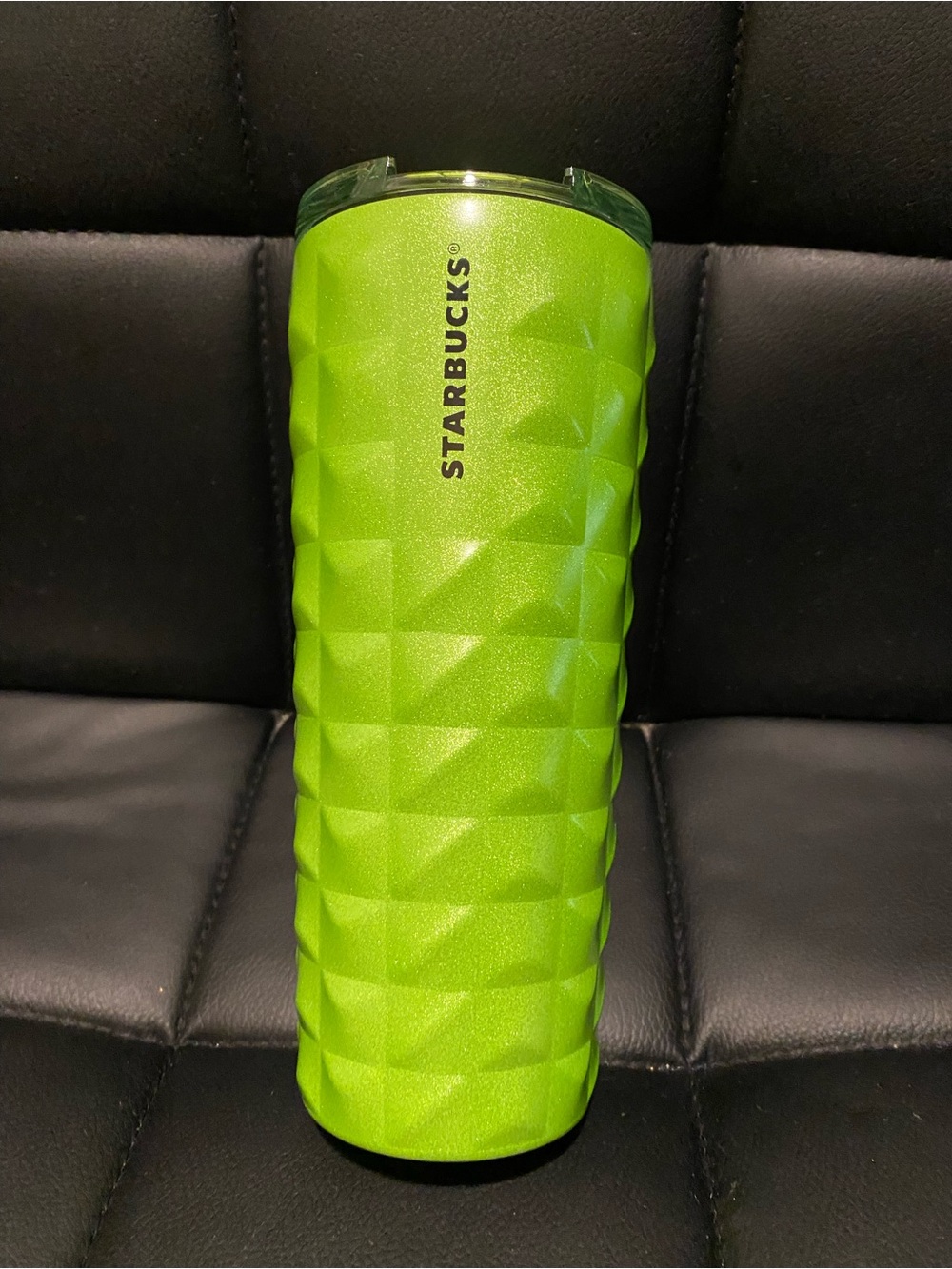 Starbucks 2025 Insulated Lime Green Glitter 16oz Tumbler w/ Slide Lock Lid BNWT